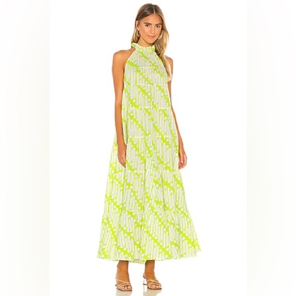 NWT RHODE RESORT Julia Dress in Chartreuse Batik S - Picture 4 of 12